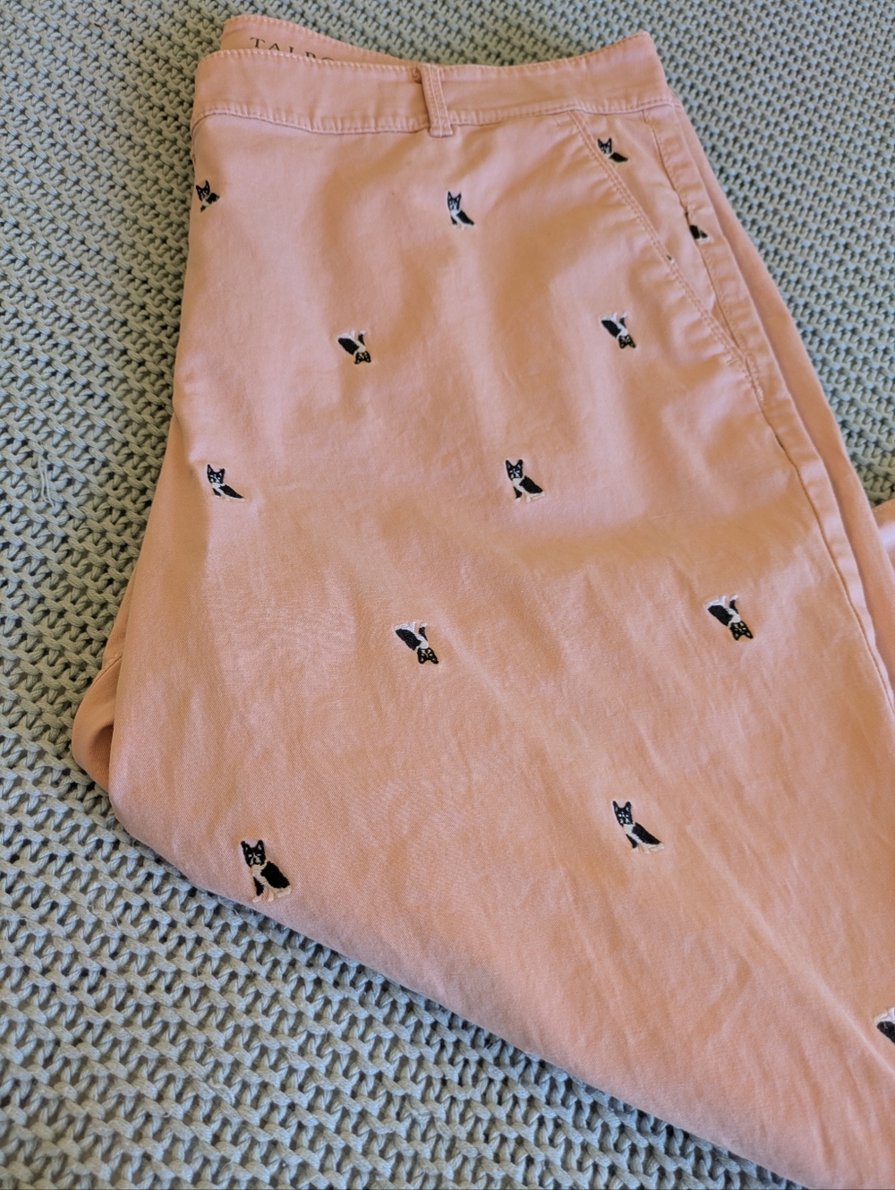 Talbots Dog Print Chino's Pink Sz 14 - Picture 11 of 11